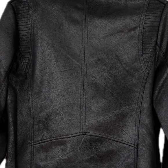 Philosophy Faux Suede Leather Moto Jacket Distressed Black Womens SZ M NWT - Picture 3 of 5